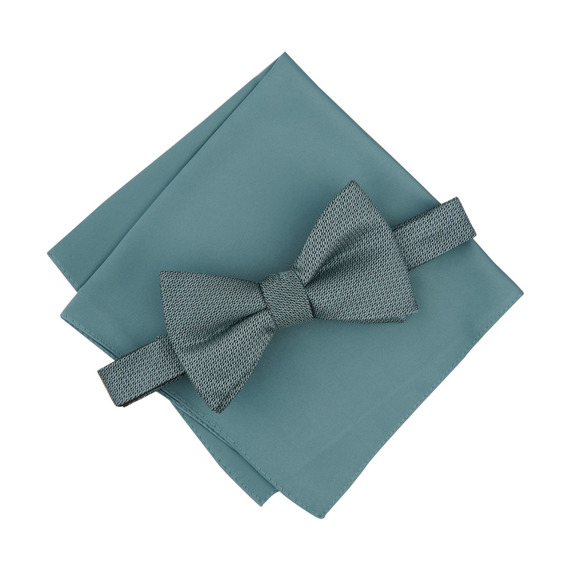 Alfani Men Sawyer Solid Bow Tie & Textured Pocket Square Set Mint - Picture 1 of 1